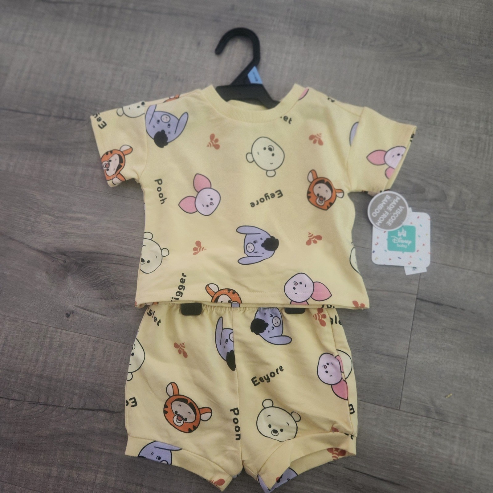 Disney Baby Winnie the Pooh Bamboo Viscose 2pc Set Yellow Tigger Eeyore 3/6 M