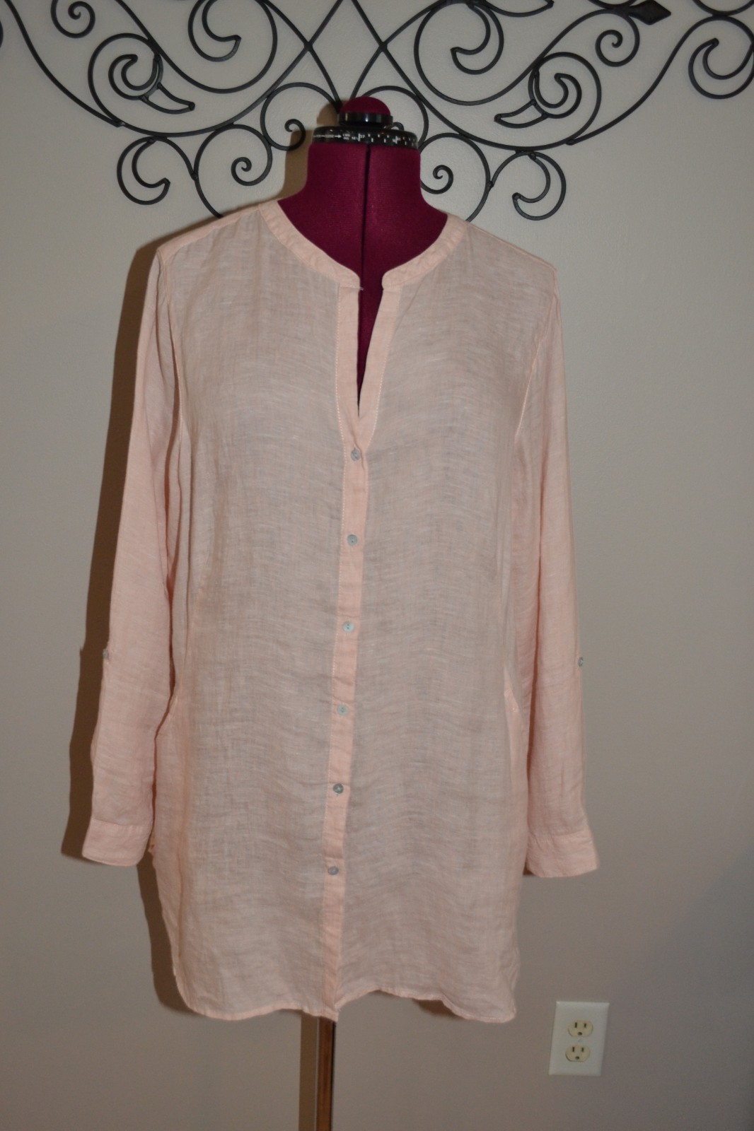 Sigrid Olsen Womens XL Linen Oversized Tunic Pockets Lagenlook Coastal Beachy