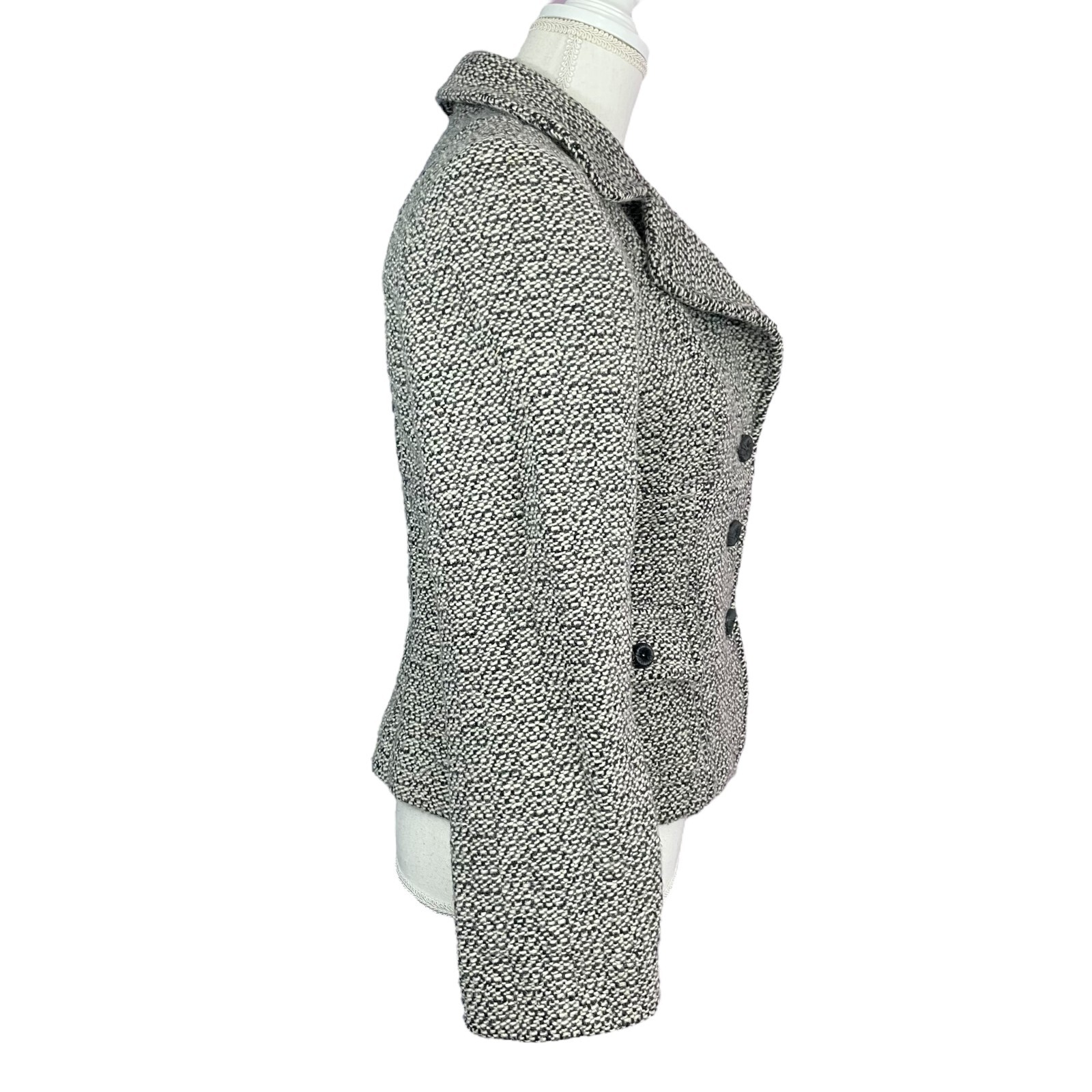Marvin Richards Wool Blend Jacket M Marled Boucle Notched Lapel Blazer Coat Gray