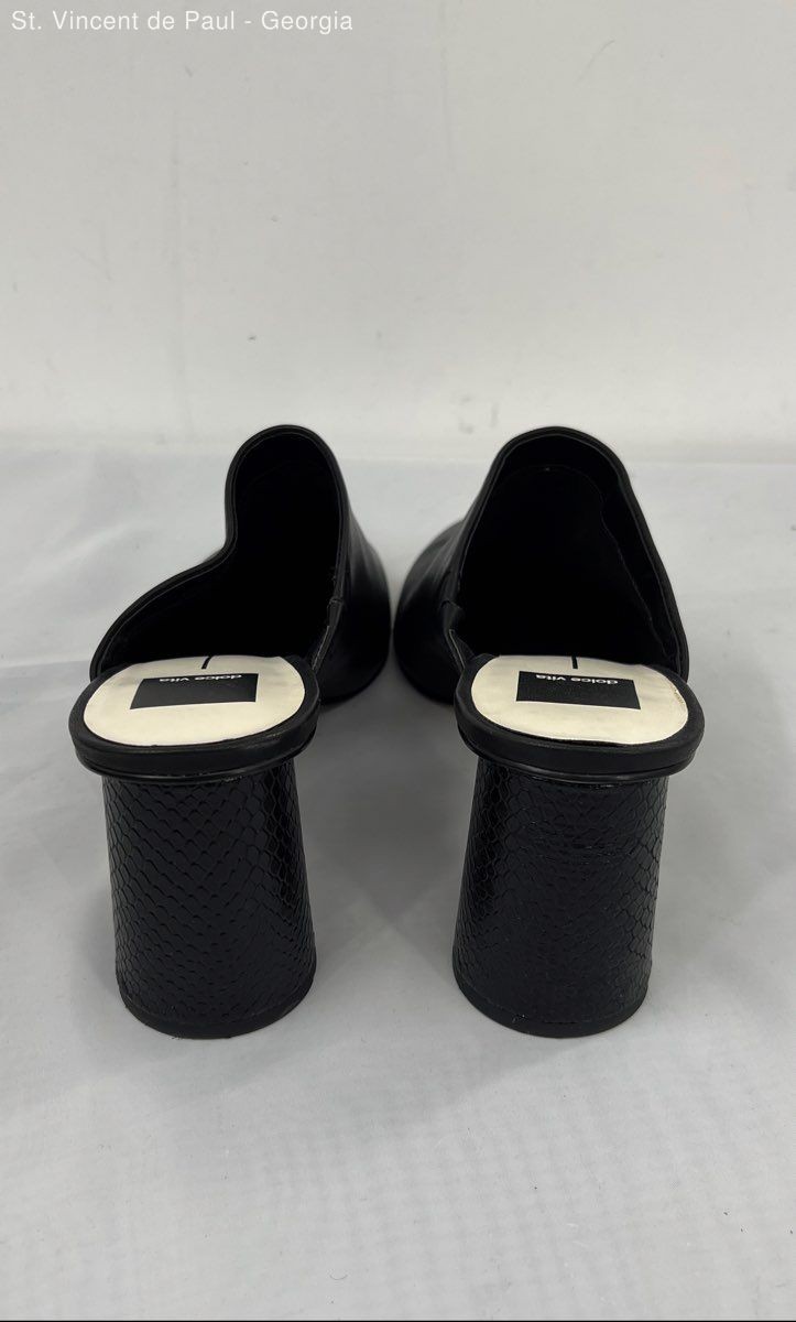 Dolce Vita Black Solid Leather Mule Block Heel Women’s Size 9.5