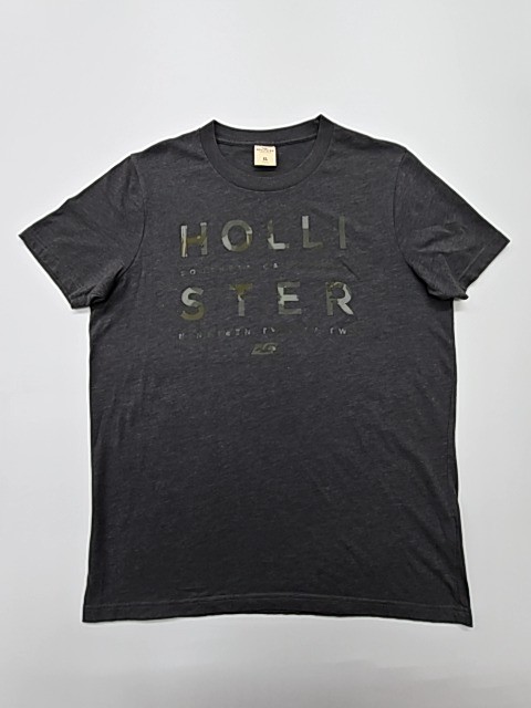 Hollister Men Charcoal Logo Graphic T-Shirt Size XL Crew Neck