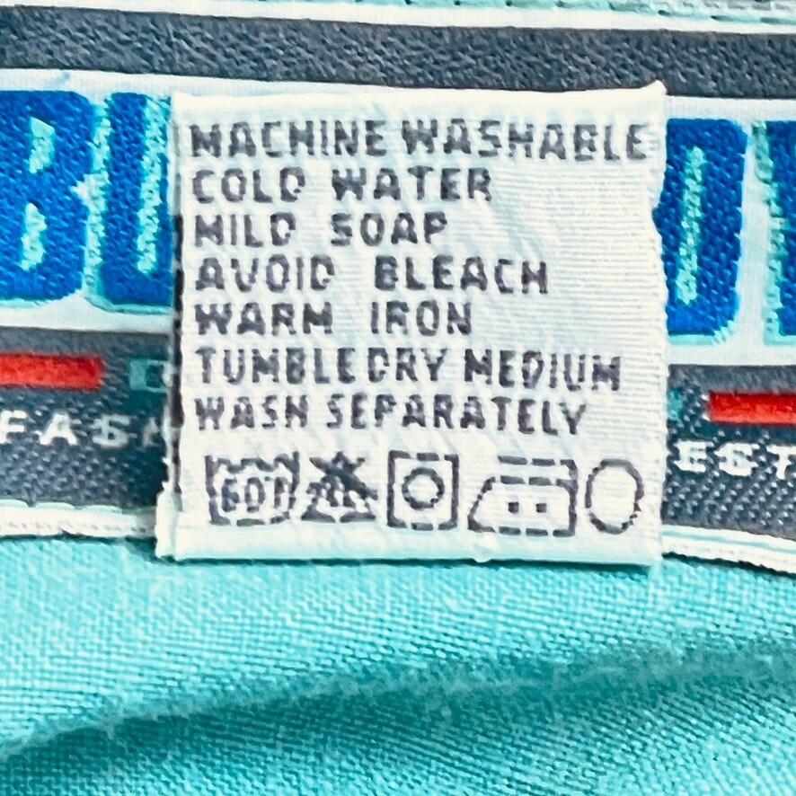 Rare Vtg 90s Bugle Boy Global Challenge Shirt Mens Sz Med. Teal Chambray Cotton