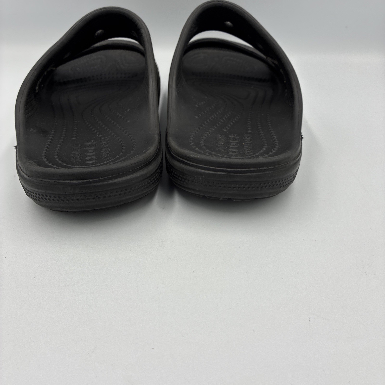 Crocs Baya Slide Sandals Unisex M7 W9 Black Comfort Double Strap Slip On EUC