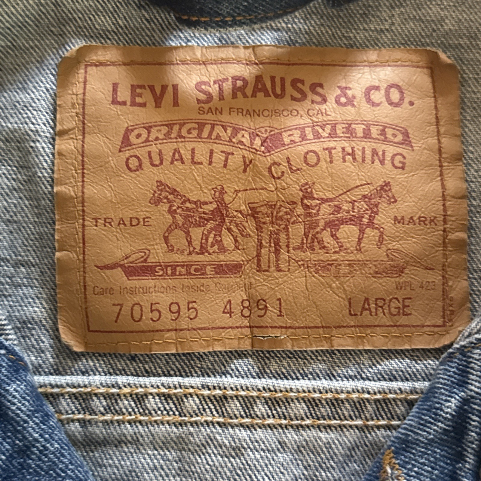 Vintage 93′ Levi’s 70595 4891 Denim Vest Men’s L Trucker Biker USA Made Type 3
