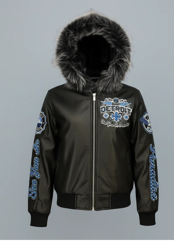 JORDAN CRAIG DETROIT BOMBER JACKET W/ HOOD (BLACK)