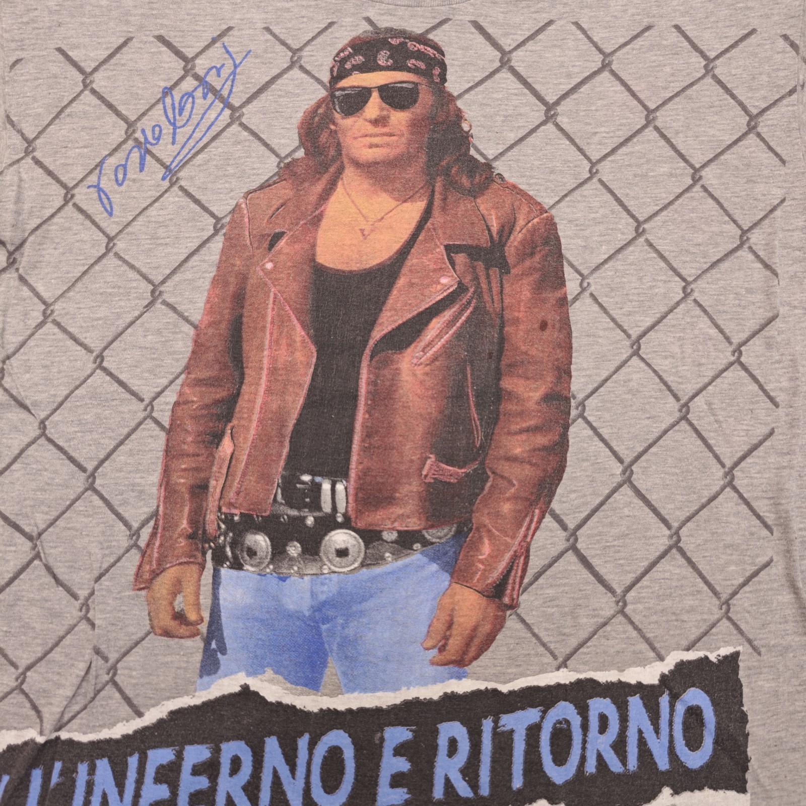 Vasco Rossi Inferno E Rittorno All Over Graphic 80s 90s Vintage T Shirt Size XL
