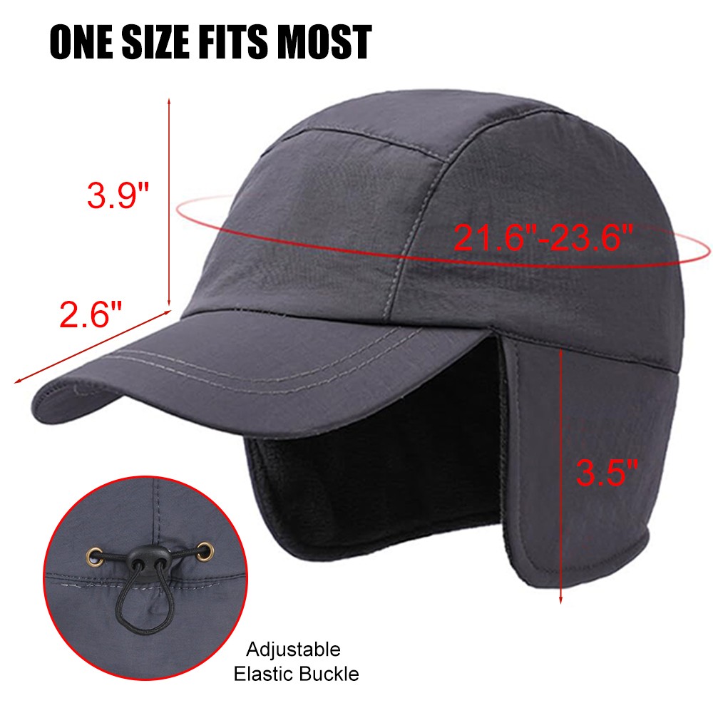 Winter Thermal Baseball Cap with Ear Flaps Warm Fleece Hat for Outdoor Men Women