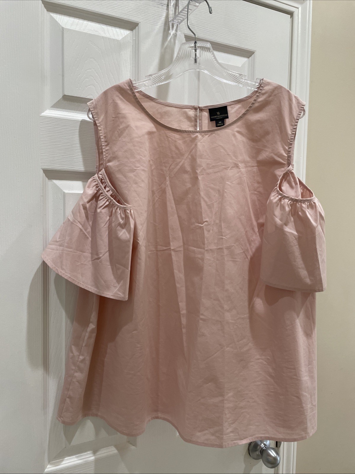 Worthington Blouse gorgeous pink Cold Shoulder Shirt Women’s Size 1XL beautiful