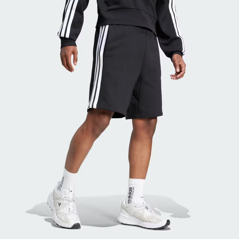 adidas men Essentials 3-Stripes Fleece Shorts