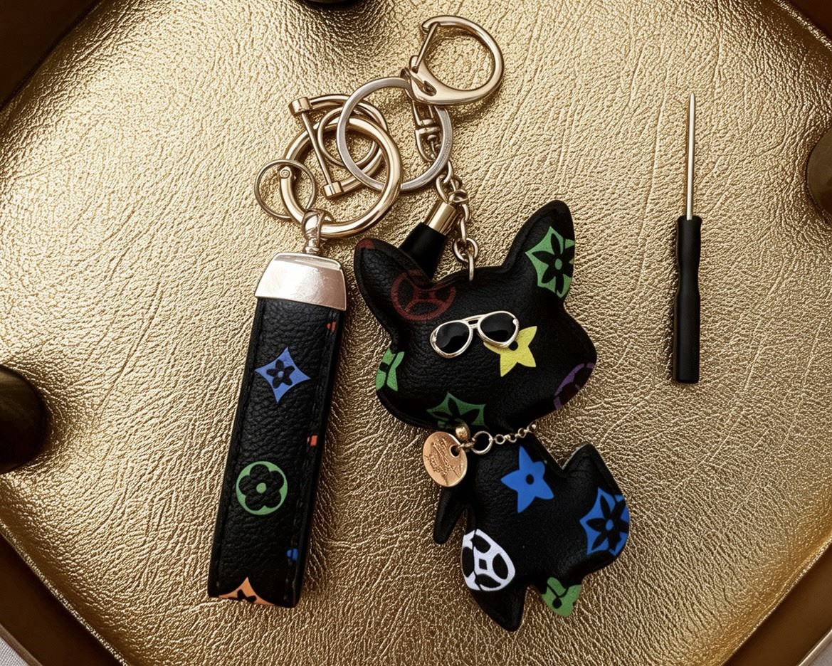 Luxury Cat Bag Charm Keychain with Mini Screwdriver | USA Seller