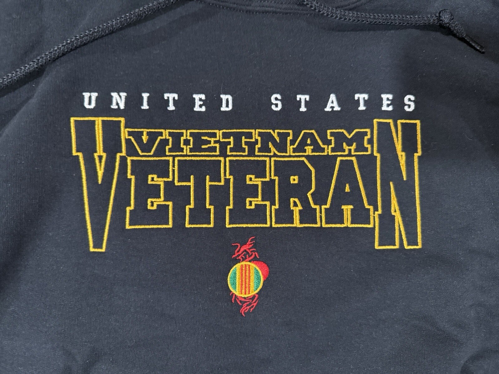 “Vietnam Veteran” Black Embroidered Hoodie / Hooded Sweatshirt – Size 2XL – NEW!