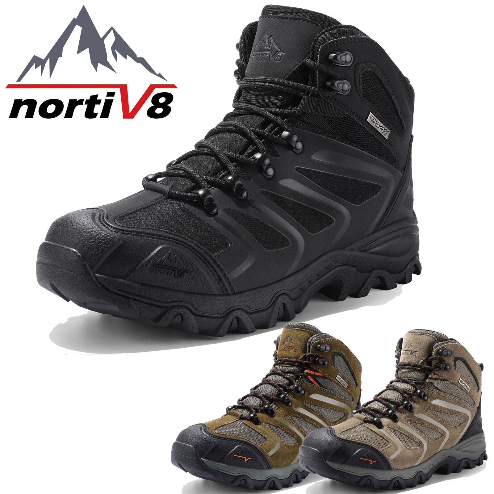 NORTIV 8 Men’s Hiking Boots Outdoor Lightweight Waterproof Boots Trekking Trails