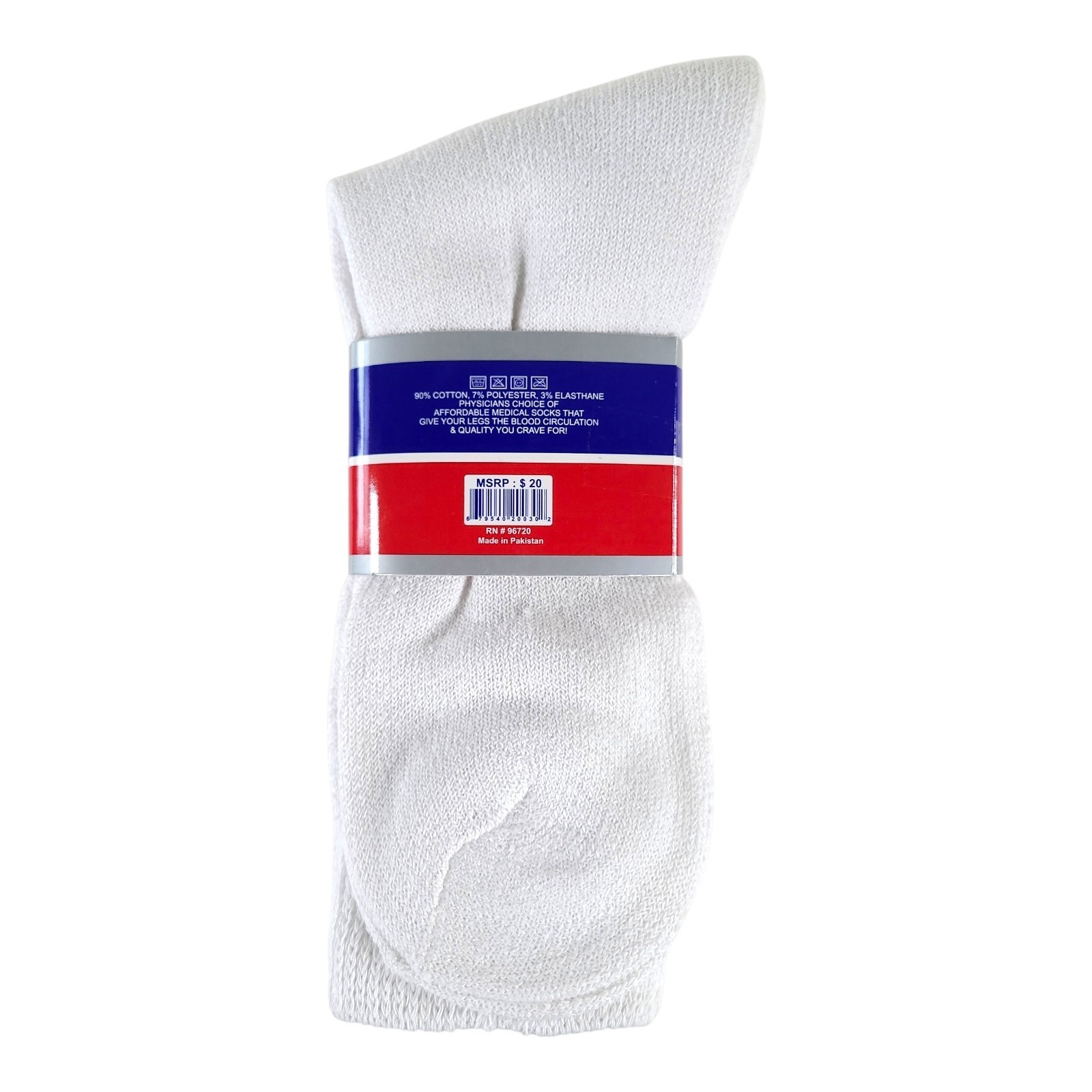 Rodex Therapeutic Diabetic Socks 3-Pair Unisex L Large 10-13 White New