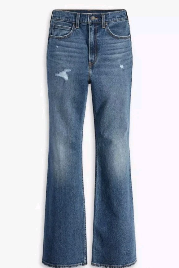 NWT Women’s 28 X 30 Levi’s 70’s High Rise Flare Jeans Med. Wash Denim Big E Tag