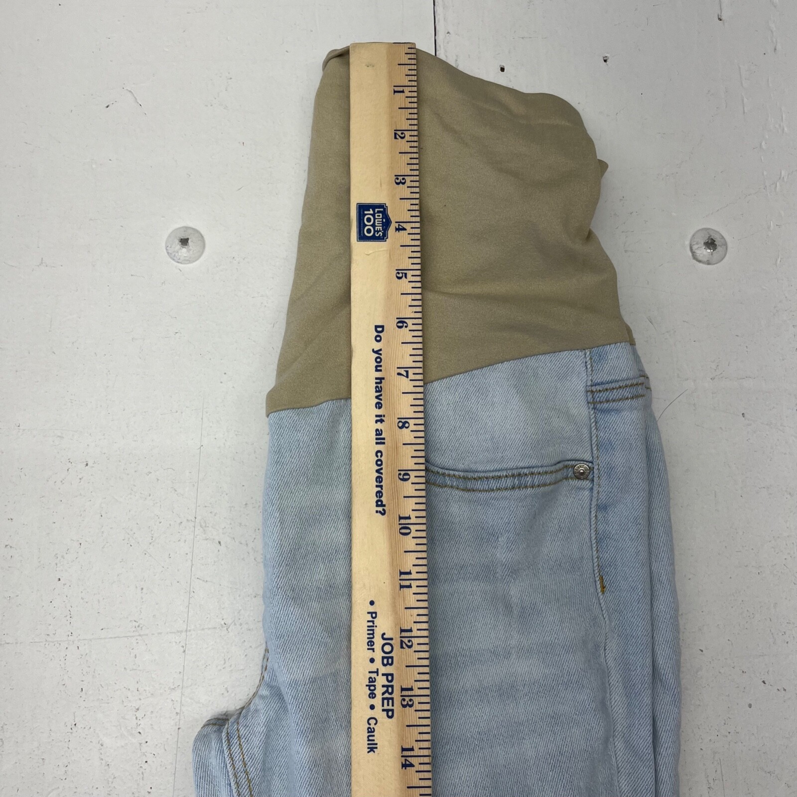 Blue Savvy Light Blue Denim Skinny Maternity Jeans Distressed Raw Hem Womens L