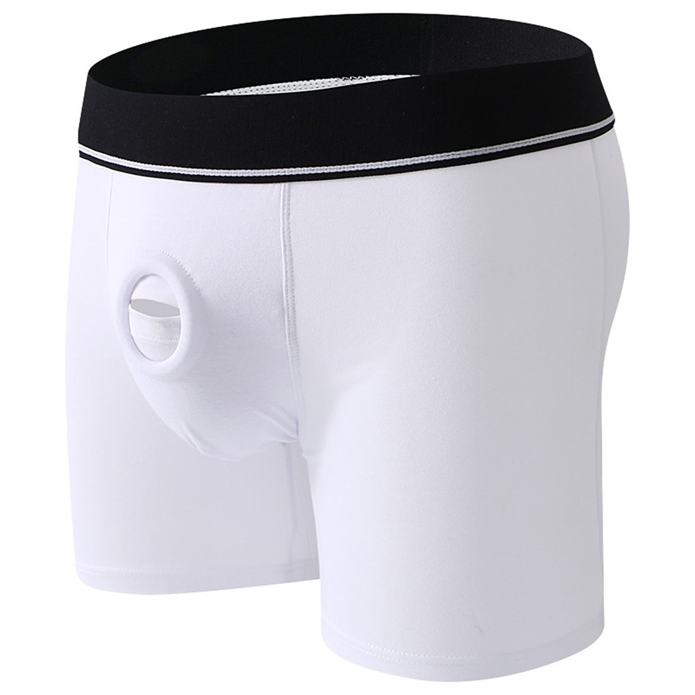 Comfortable Men’s Boxer Shorts with Cockring and Open Pouch Hole Design