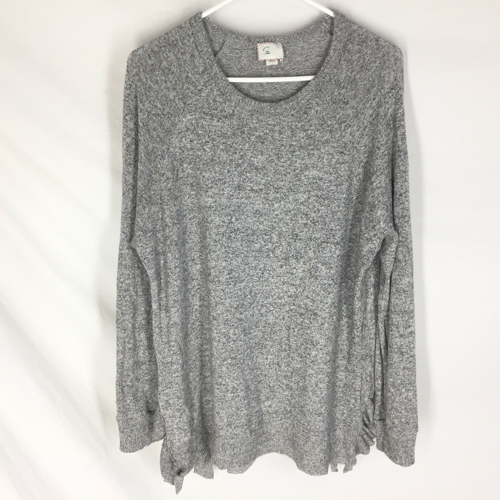 POSTMARK ANTHROPOLOGIE Sweater Size Large Gray Ruffle Bottom Sides Gray Womens
