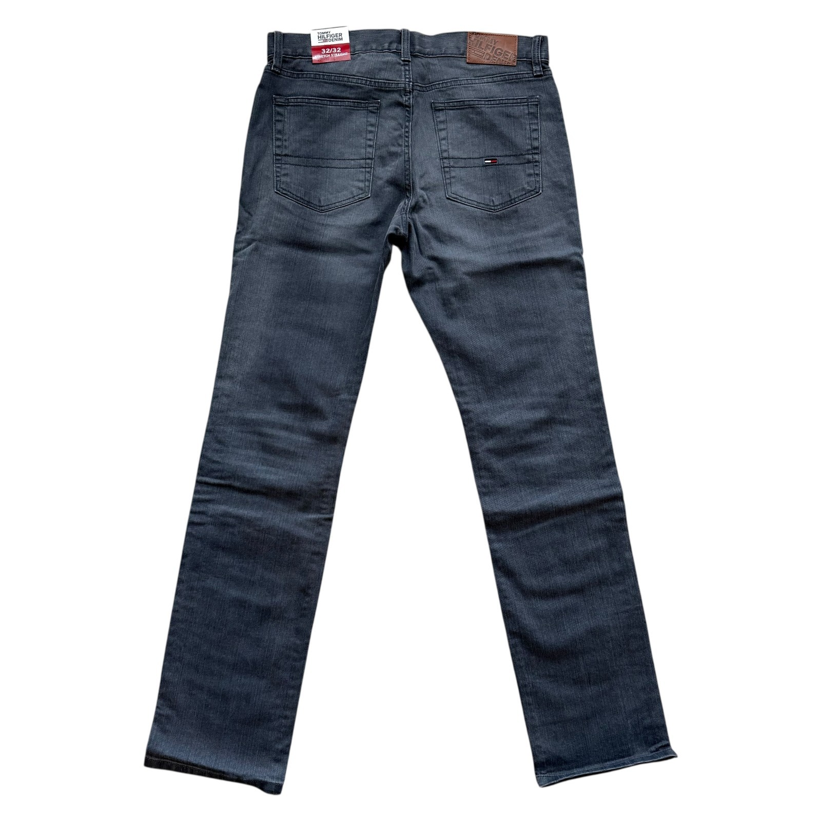 NWT Tommy Hilfiger Denim Men’s Dark Grey Stretch Straight Jeans Slightly Stiff