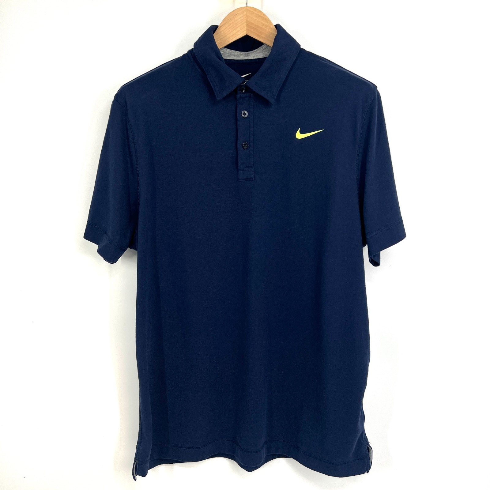 Nike Golf Polo Shirt Mens Size XL Navy Yellow Logo 373964-451 Short Sleeve