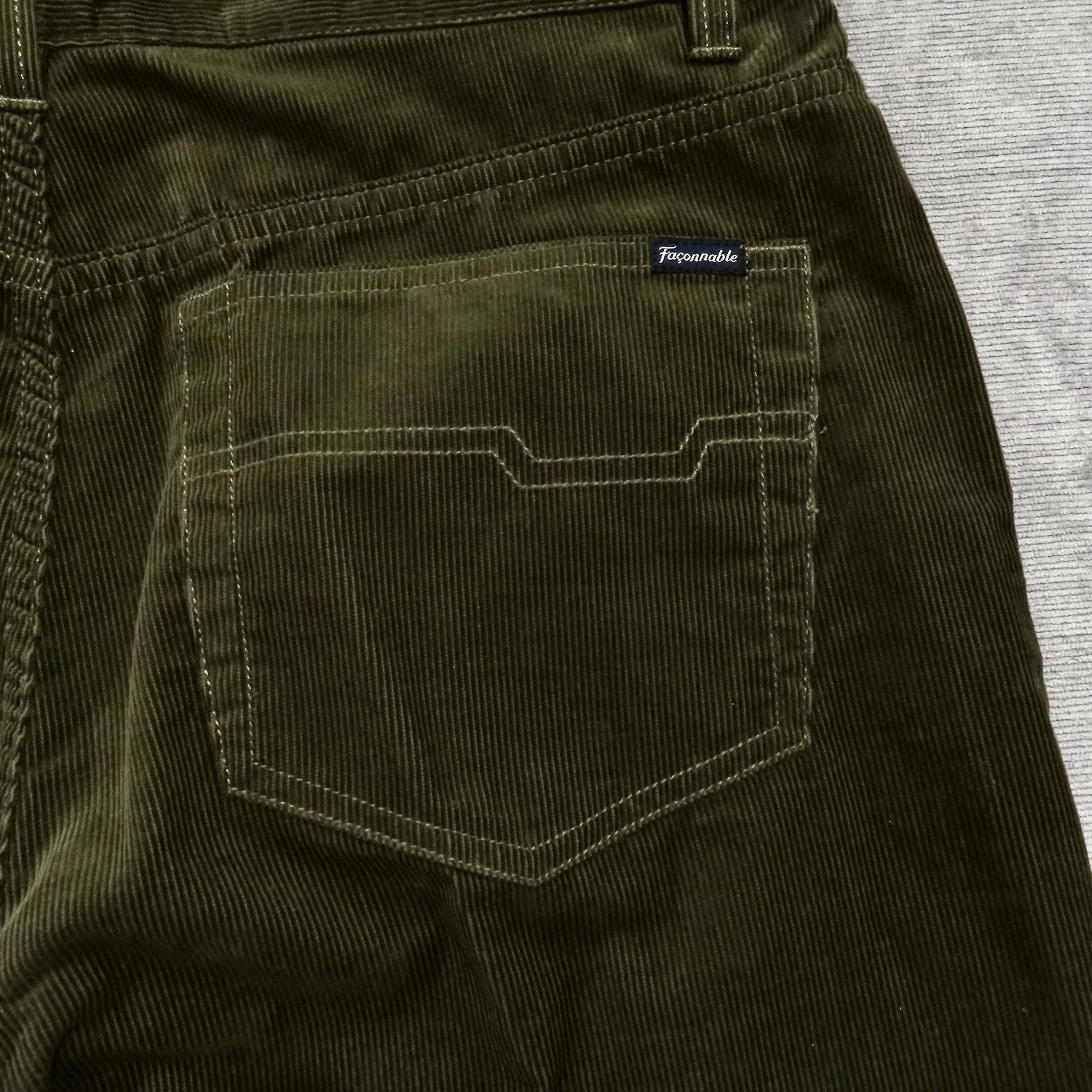 Mens Faconnable 5 Pocket Pants 36R Green Corduroy Cotton Straight Leg 36×33.5