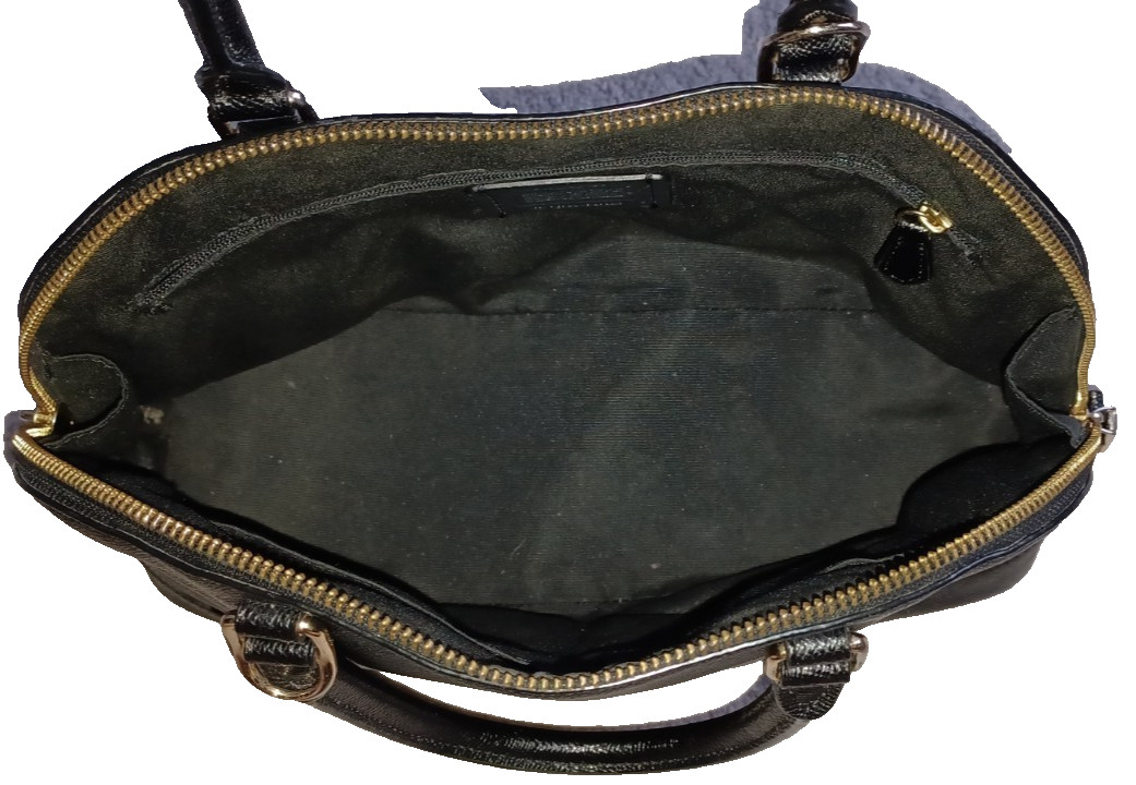 Authentic Coach Sierra Domed Black Leather Handbag Satchel Purse F57524 Black