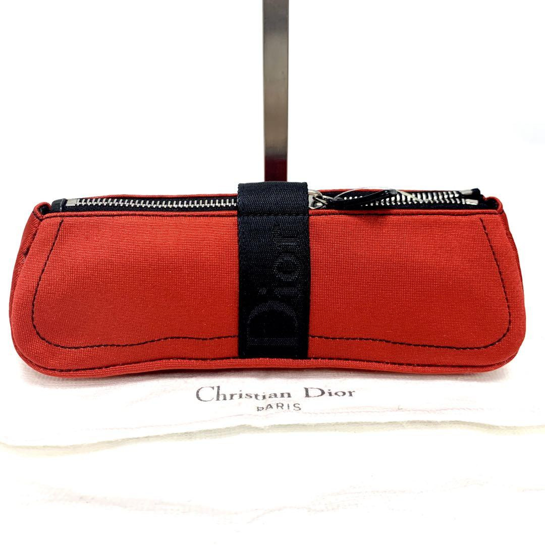 Christian Dior Zipper Pouch Hardcore Red Size: W8.3xH2.8 in. Vintage
