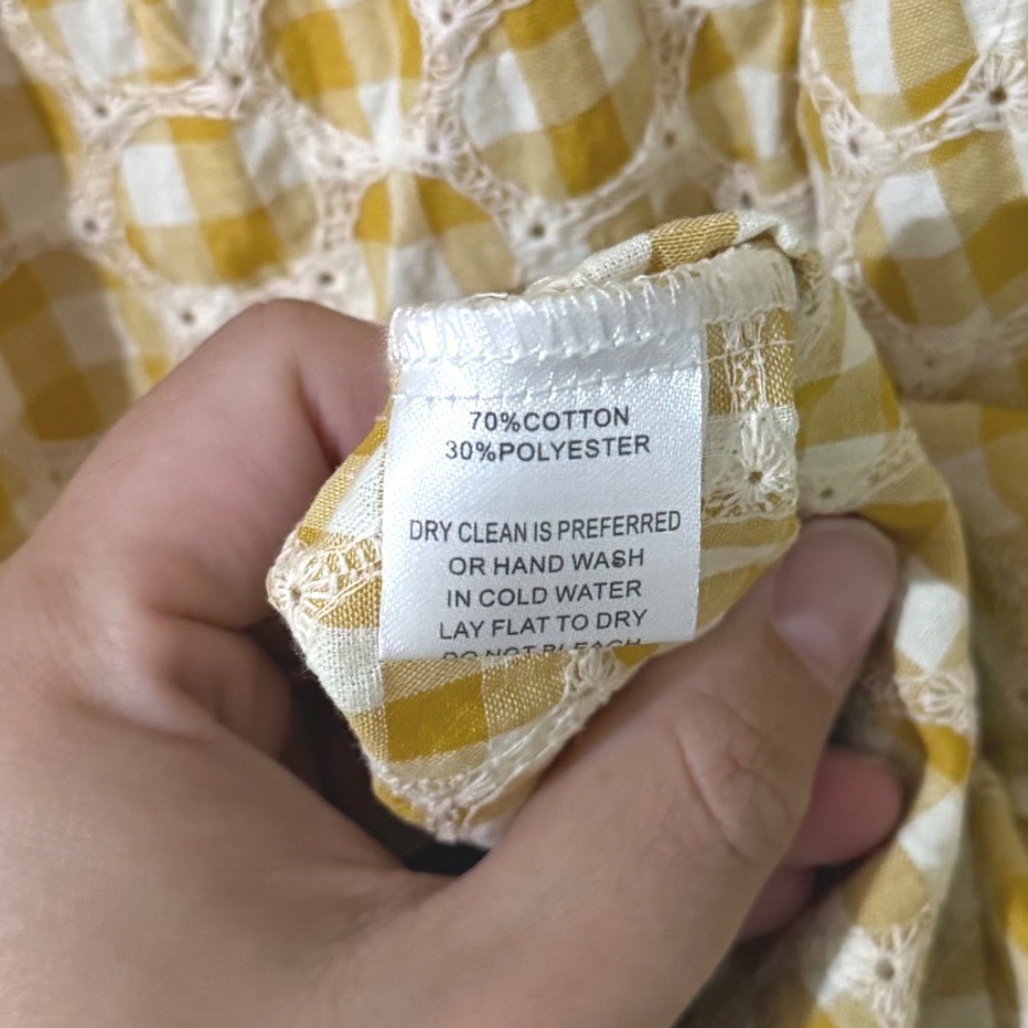 Boho Chic Lovely Lemon Yellow Gingham Eyelet Tiered Mini Dress XS NWT XS