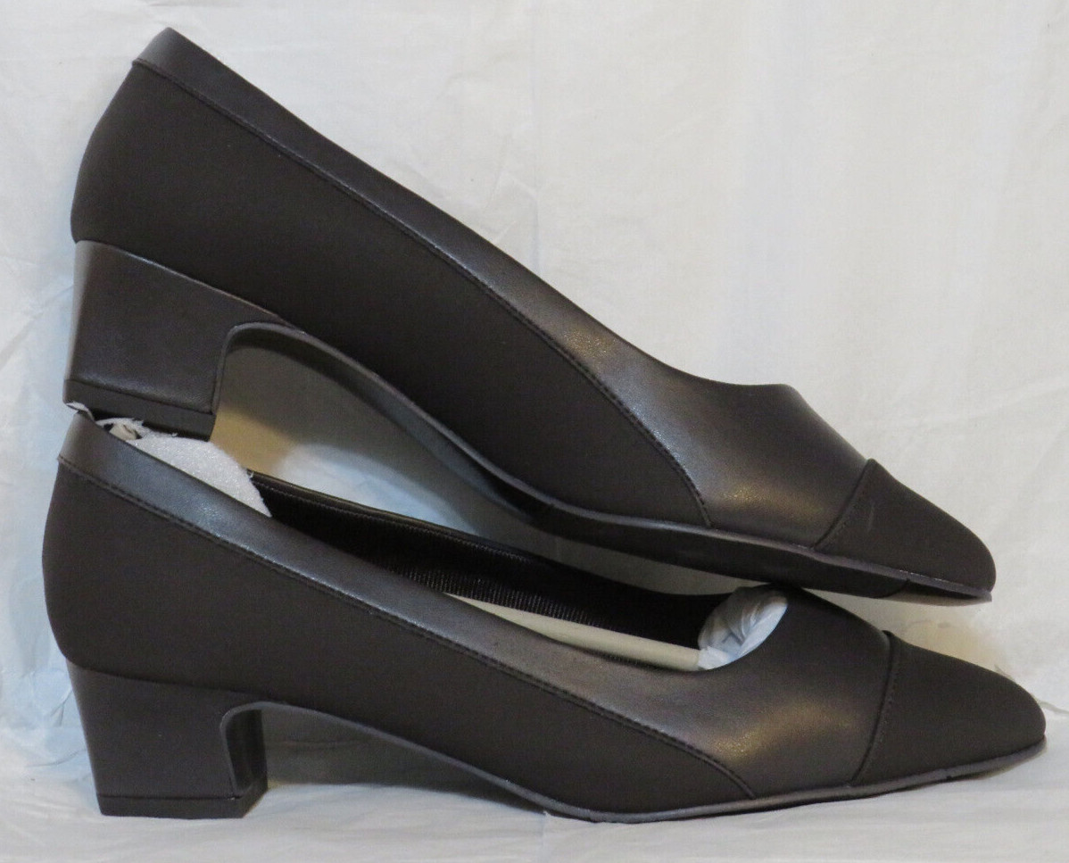 EASY STREET WOMEN SHOE US 8.5 W DOTTIE PUMP HEEL BROWN LAMY FAUX LEATHER NWOT