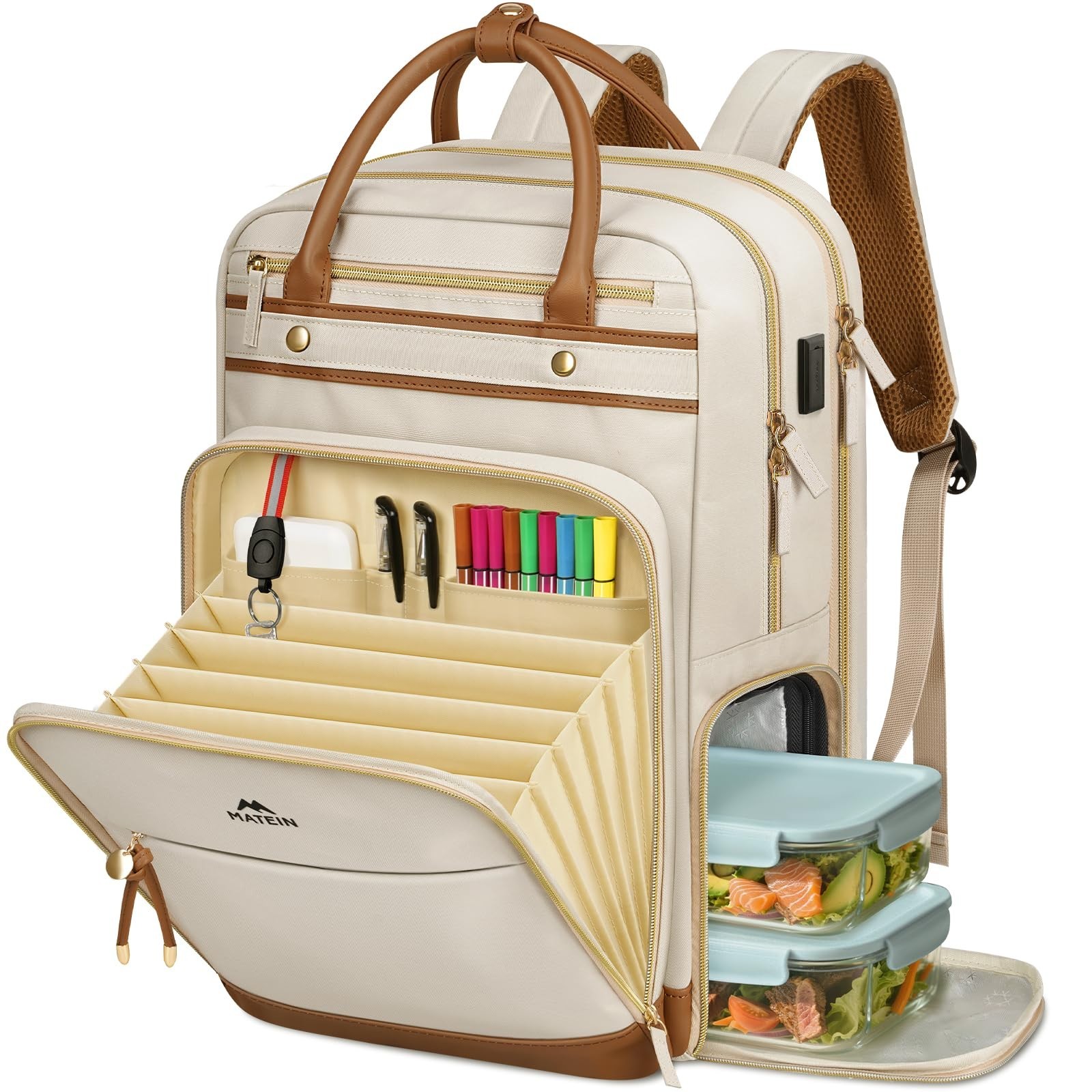 Spacious 15.6″ Laptop Backpack with Lunch Compartment, Organized Pockets, Ideal
