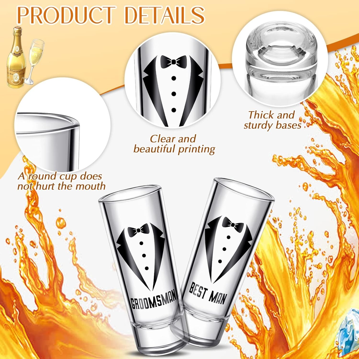 12 Pcs Groomsmen Proposal Shot Glasses and Beer as shown in the picture