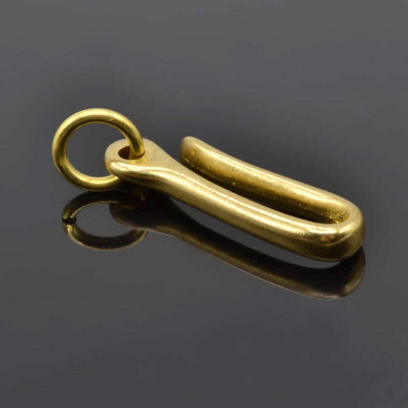 2 Size Retro Solid Brass KeyChain Key Ring Belt U Hook Wallet Chain Fish Hook A