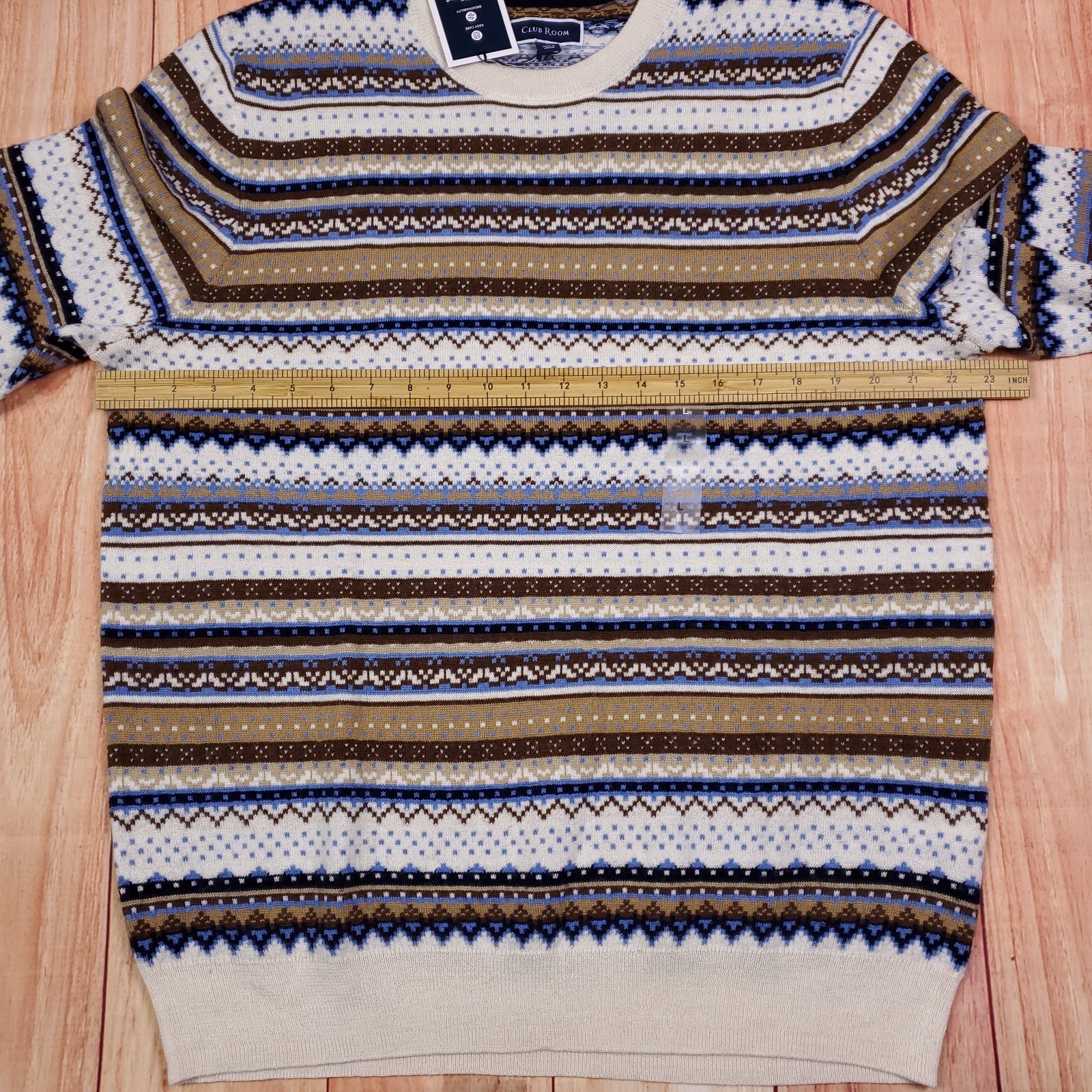 NEW Club Room Pullover Sweater Large Merino Wool Blend Crew Neck Performance