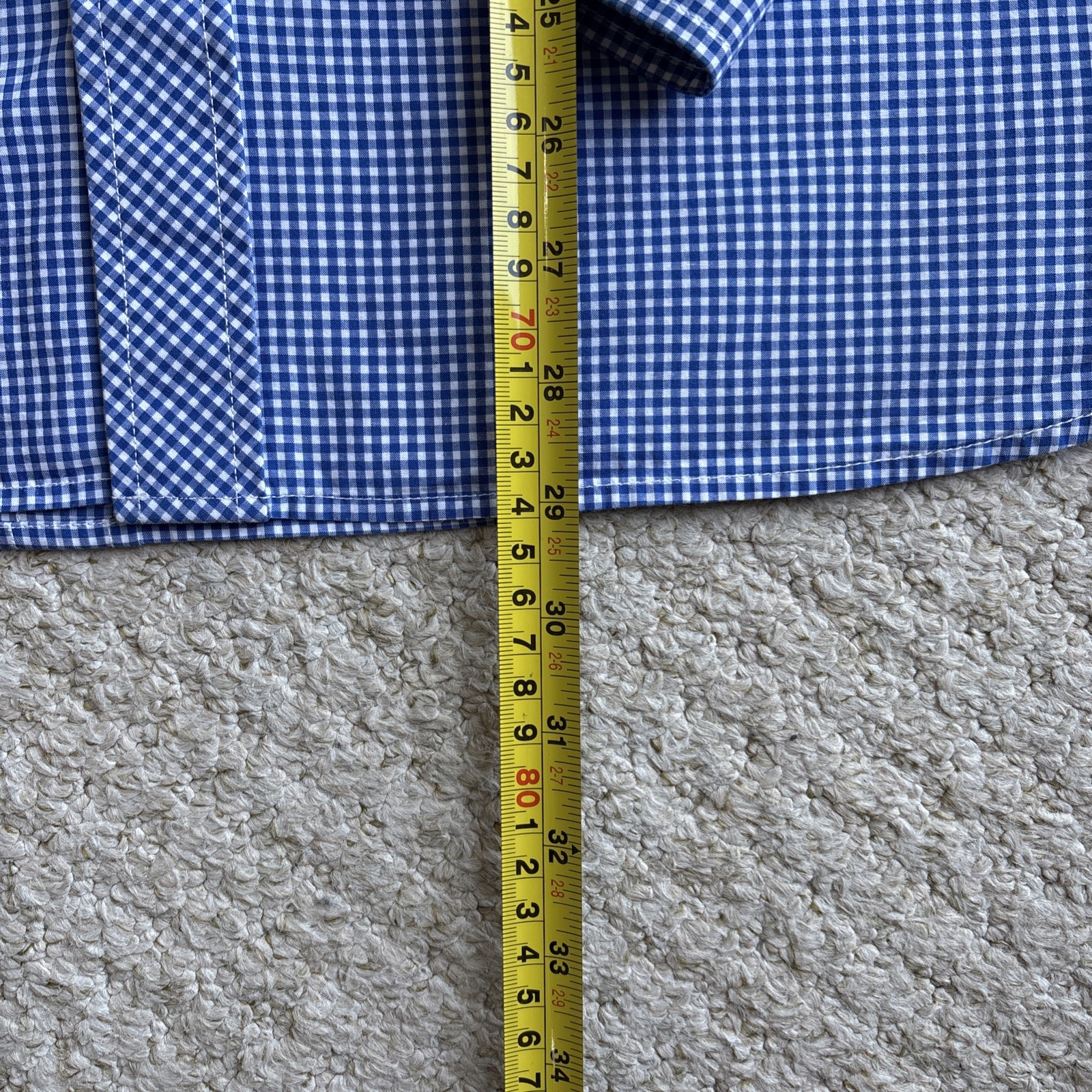 Fred Perry Gingham Check Shirt Men’s Large L Blue White Cotton Button Down