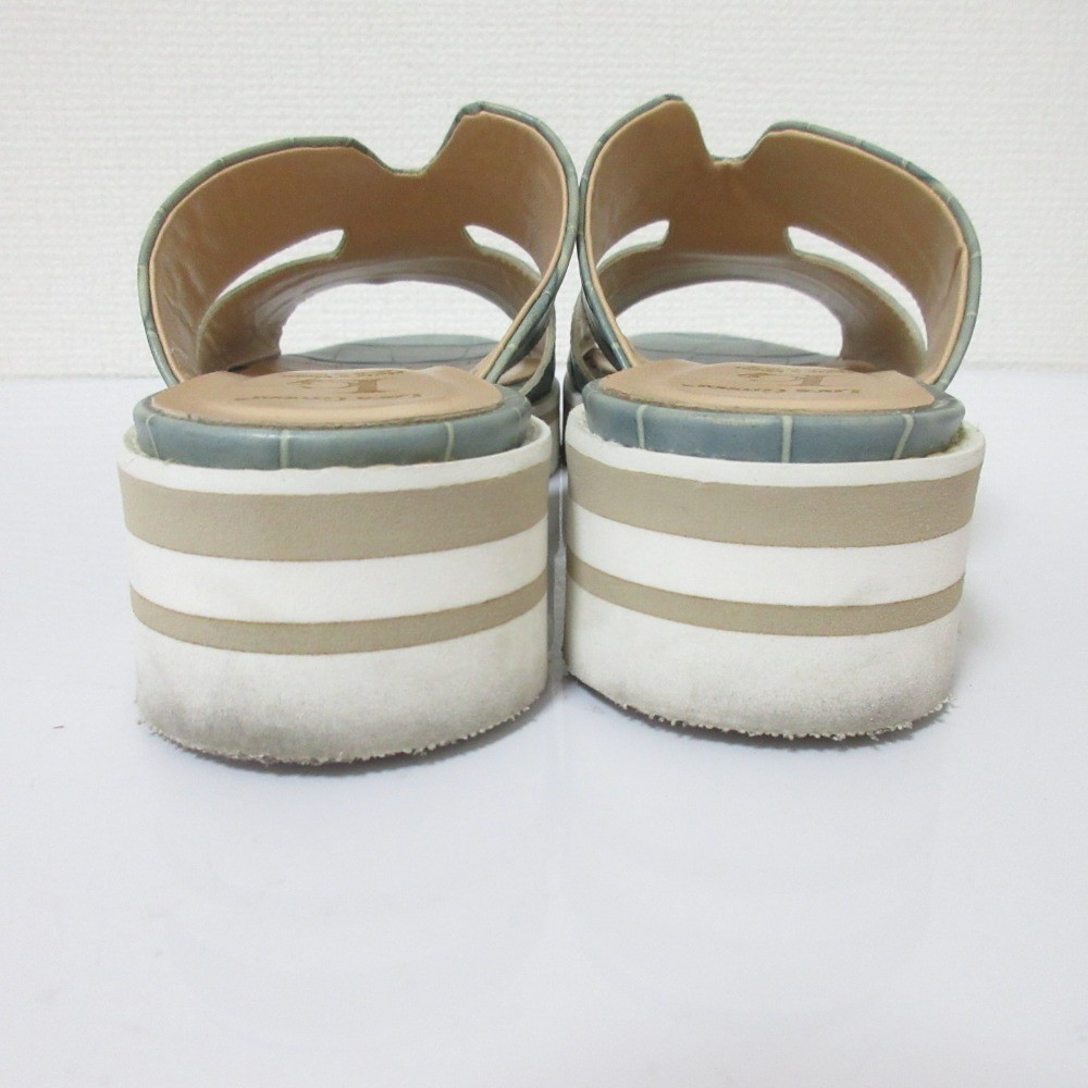 Luca Grossi Motif Platform Sandals, Approx. 9.3 inches, Blue Women USED