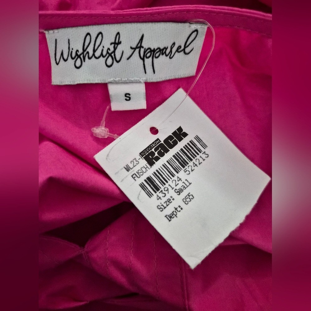 Wishlist Apparel Fuchsia Pink Ruffle Sleeve Peplum Midi Dress Women’s Small NWT
