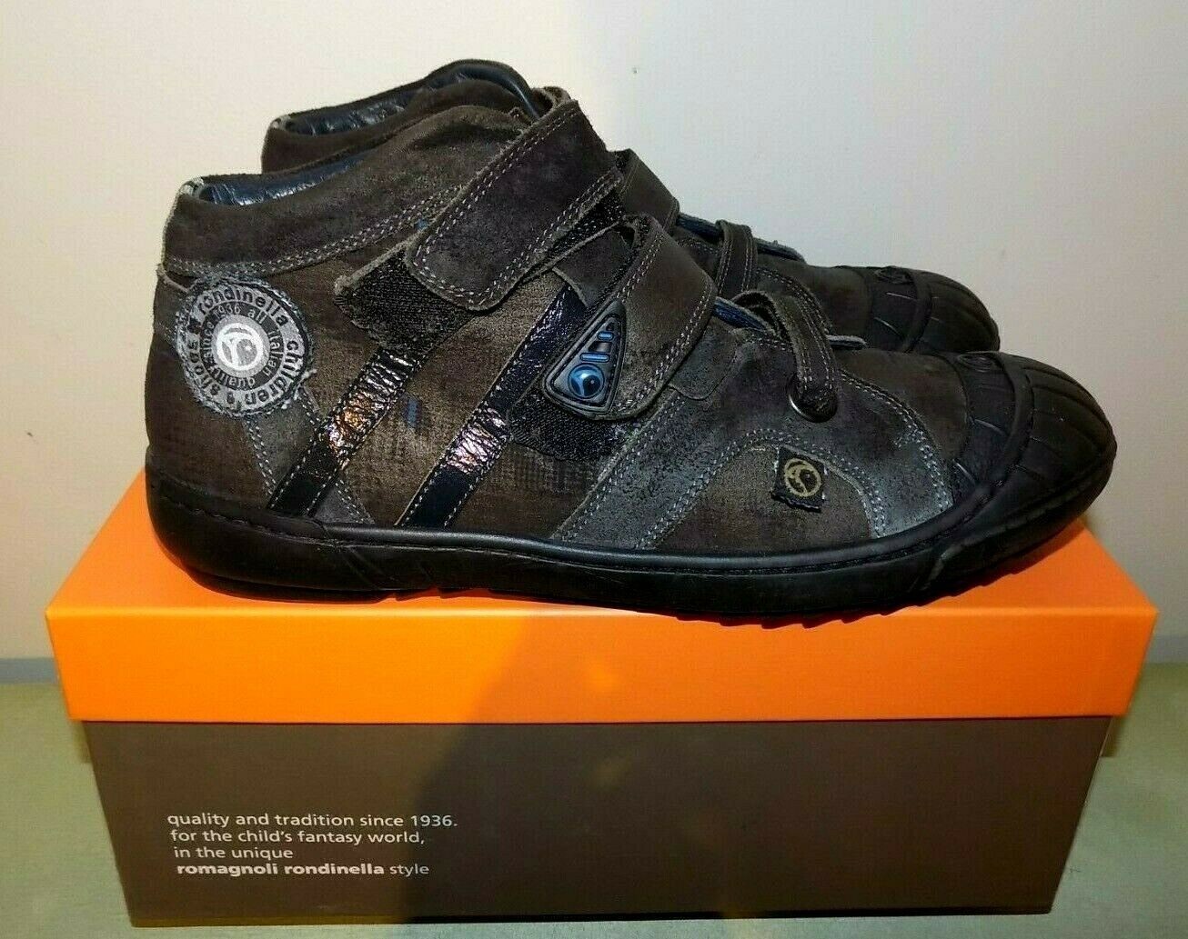 NEW NIB RONDINELLA LEATHER BOYS BOOTS SHOES 39 6 6.5 YOUTH MADE IN ITALY