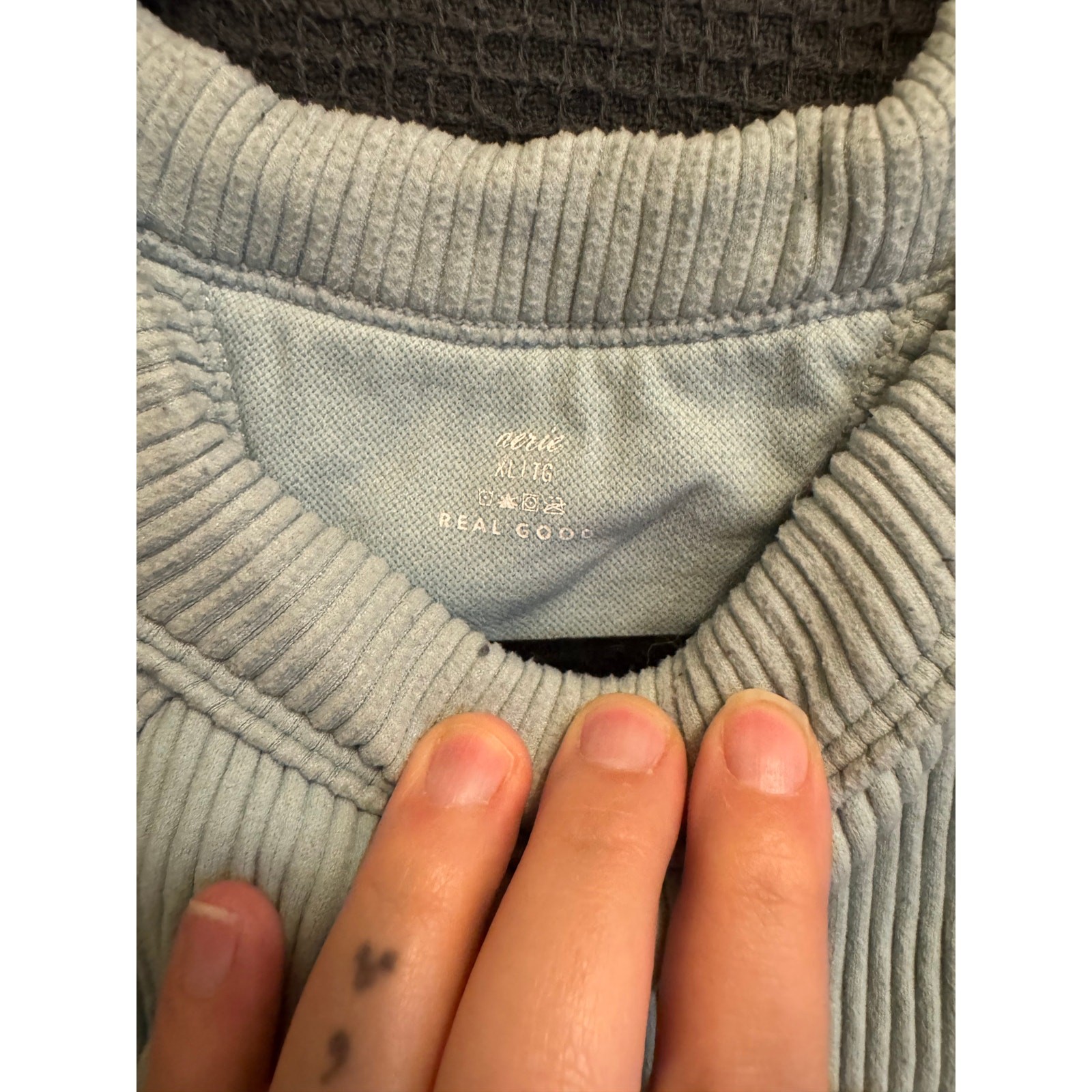 Aerie Superchill Seamless High Neck Bra Top Sterling Blue (discontinued style)