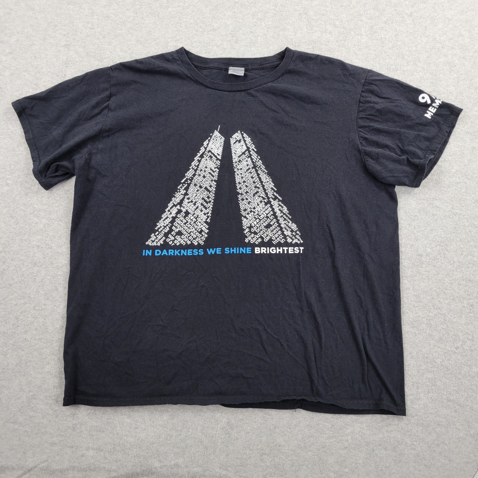 9/11 Memorial Shirt Mens 2XL XXL Black In Darkness We Shine Brigthest Official