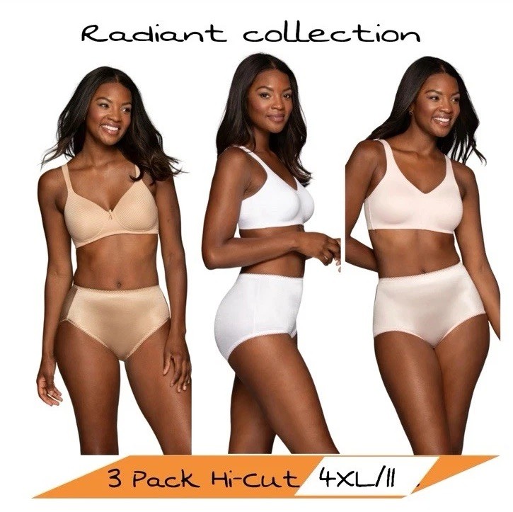 NEW Vanity Fair Radiant Collection Light Control Undershapers 3 Pack Hi-Cut 4XL