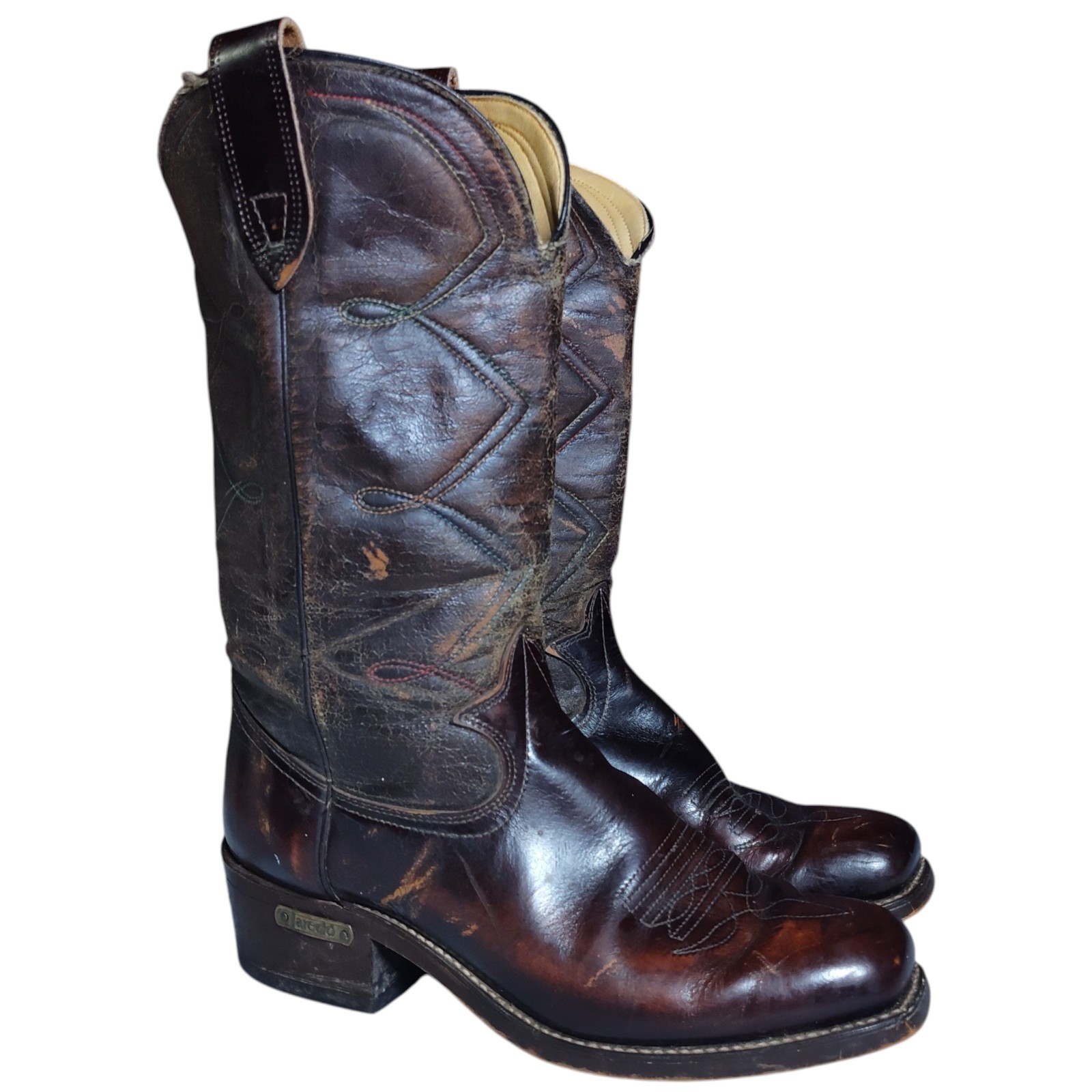 Vintage Laredo Boots Mens Size 9D Leather Western Brown Square Toe Cowboy 80s