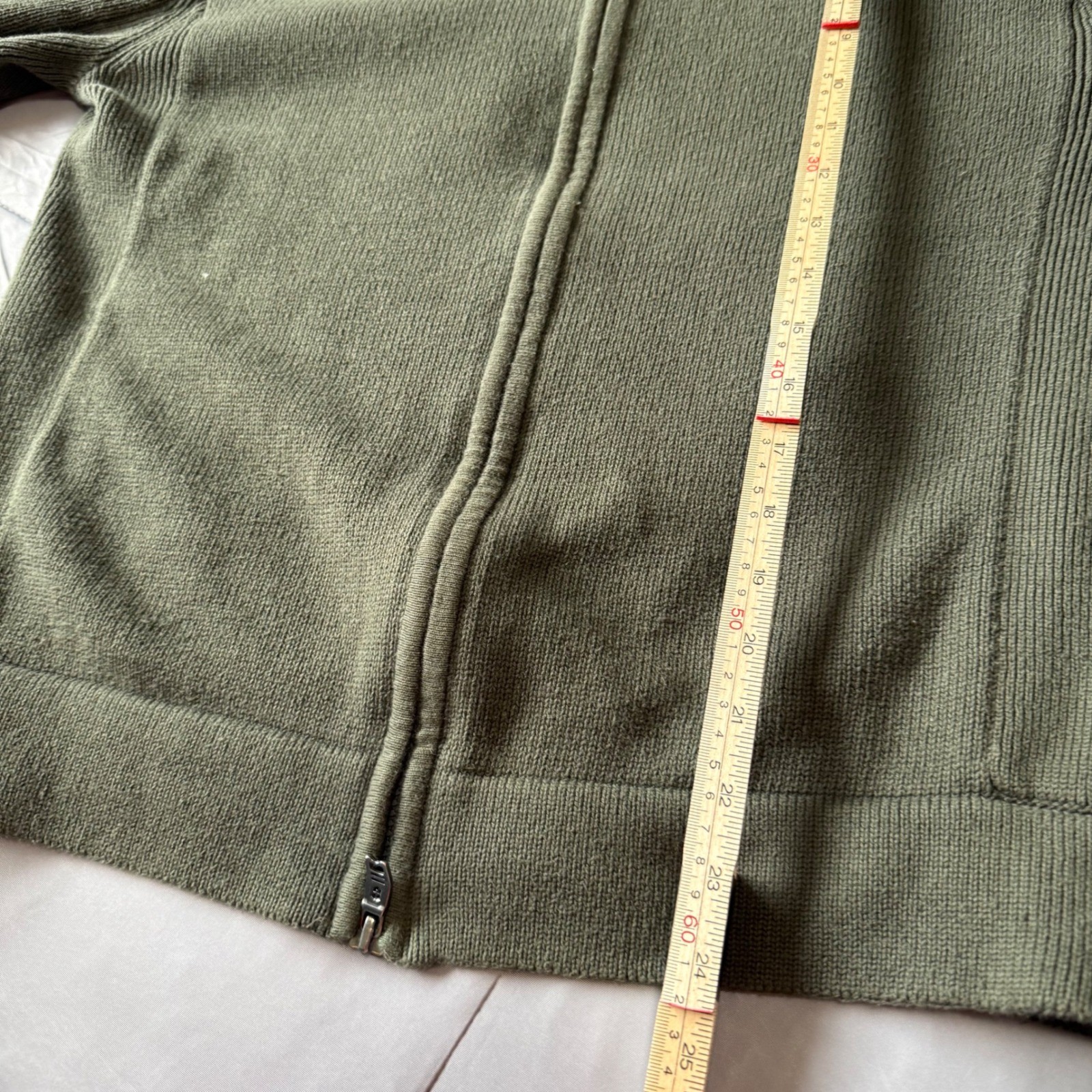 Victorinox Full Zip Cardigan Mens Medium Olive Green Excellent Cotton Sweater