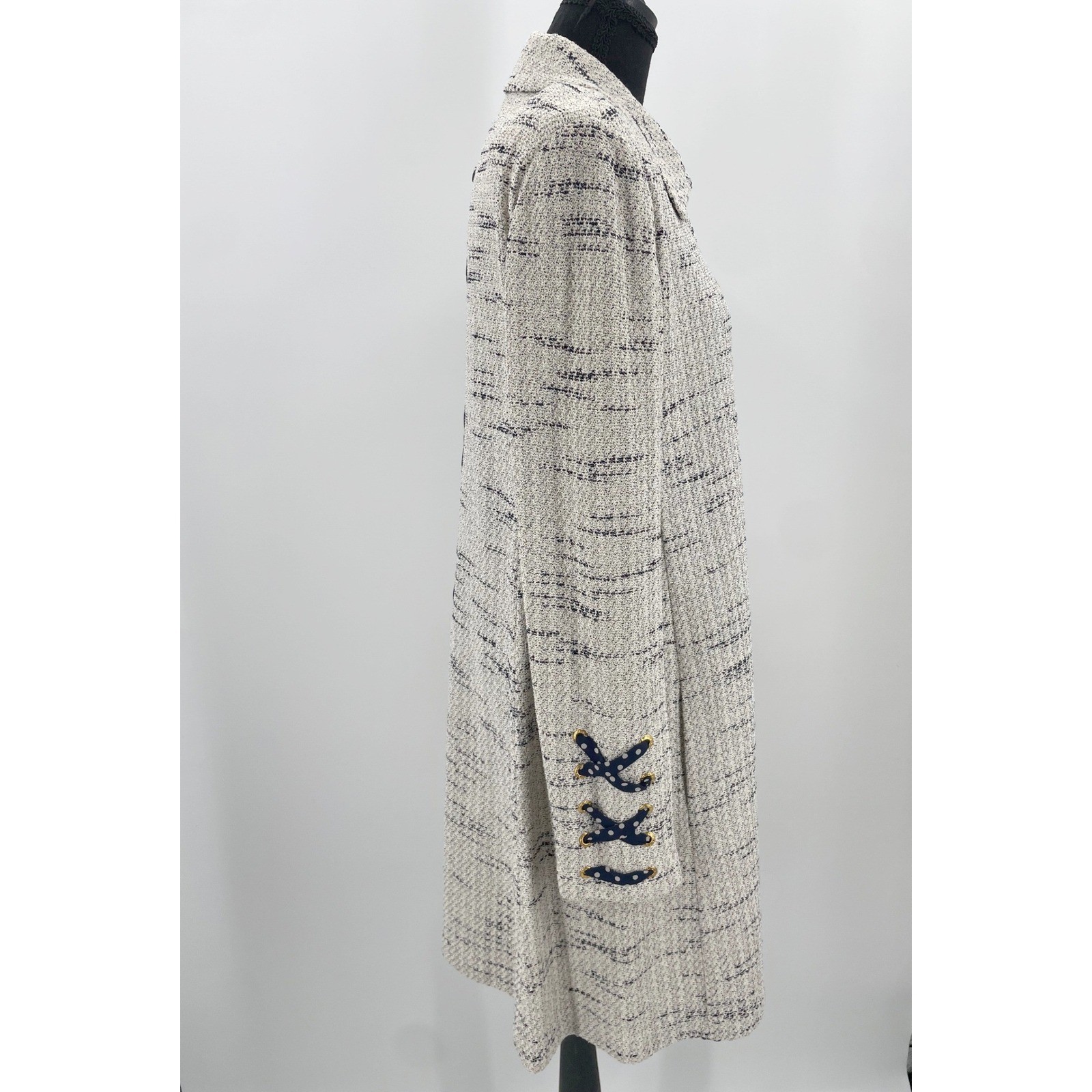PRISTINE St. John Collection Ivory Tweed Knit Lace Up Corset Back Jacket 10