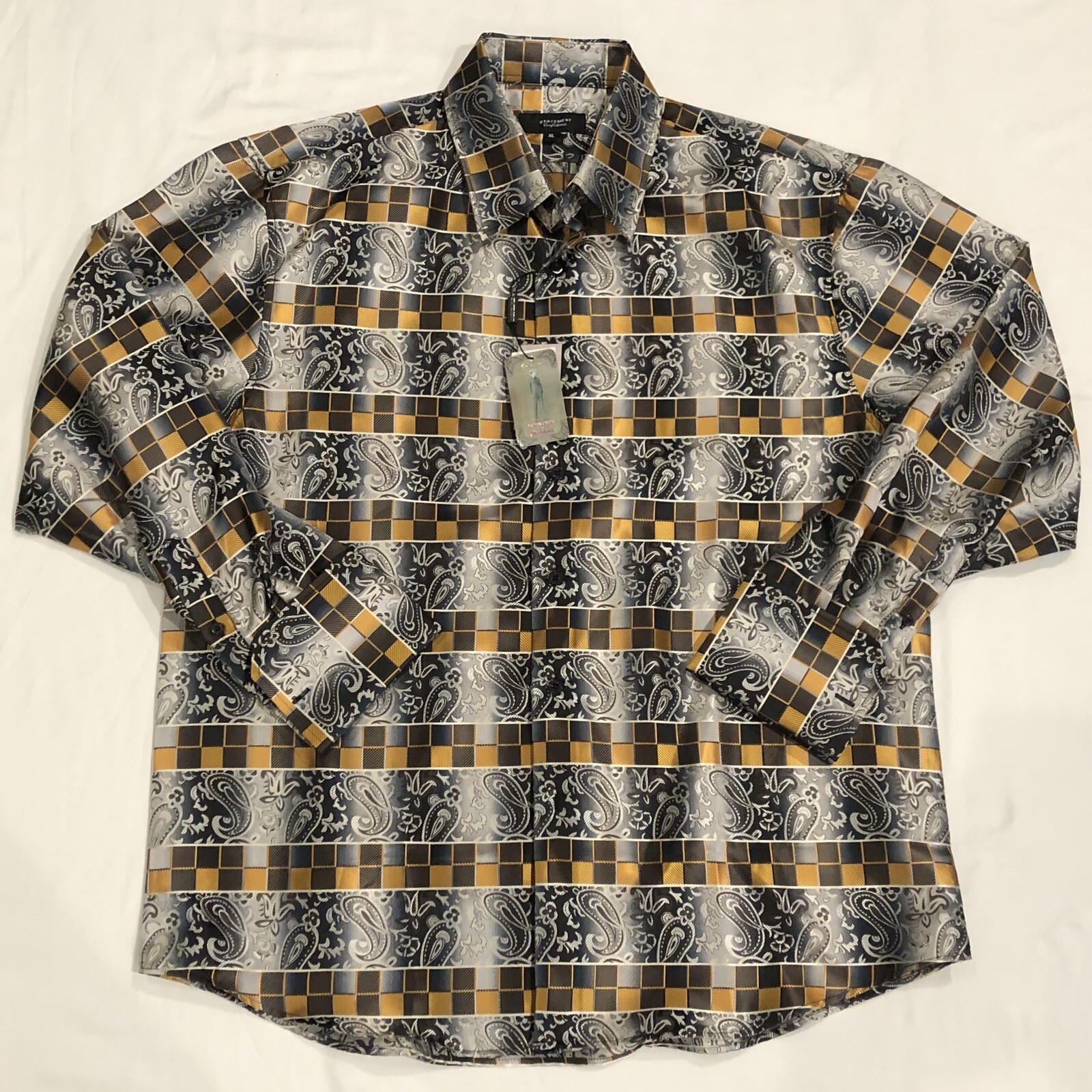 $200 Statement Italy Confidence High Quality Button Long Sleeves Shirt XL