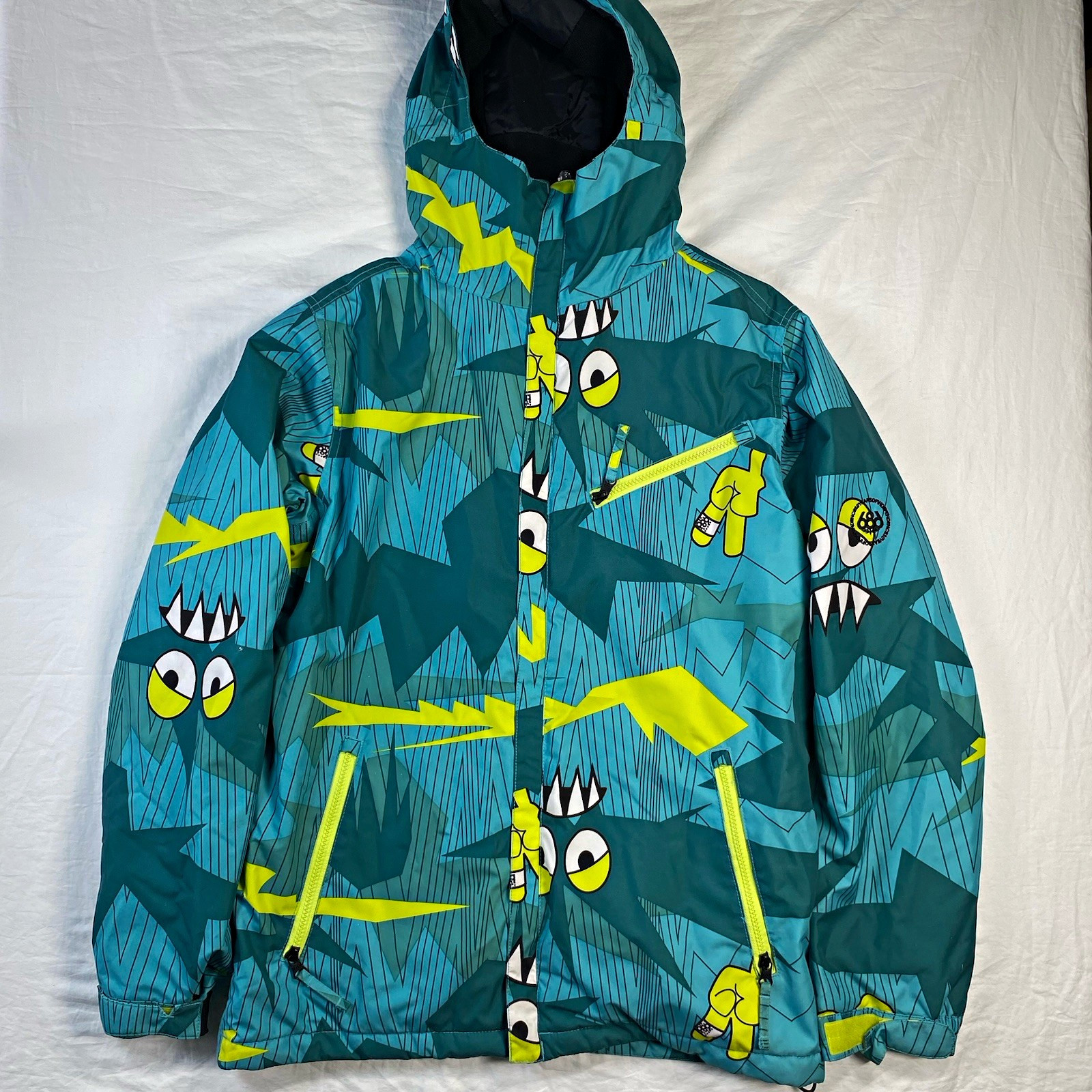686 Men’s Limited Edition Hooded Full Zip Snow Jacket Graphic Print XS Blue