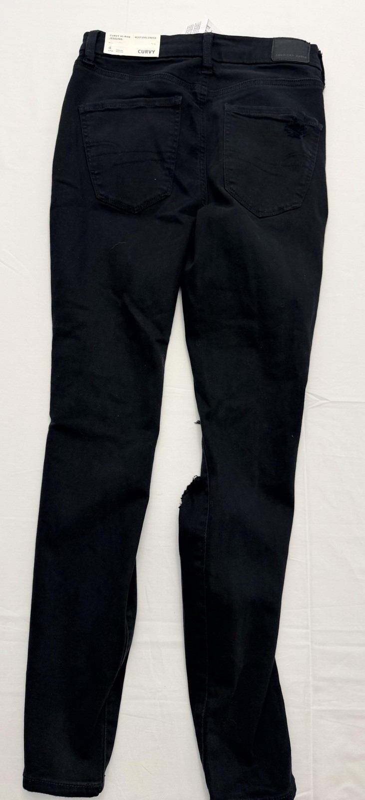 American Eagle Outfitters Jegging Jeans Womens 4 Black Hi-Rise Distressed 27×29
