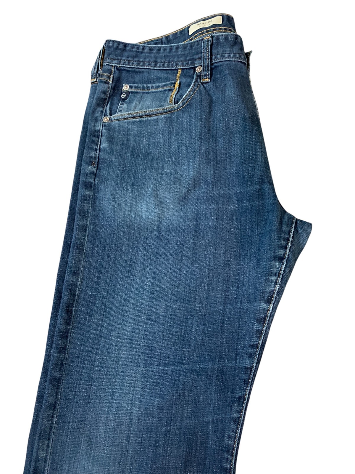 AG Adriano Goldschmied The Protégé Jeans Mens 36×32 Whiskering Med Wash Made USA