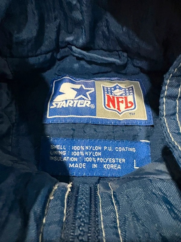 Vintage 90s Dallas Cowboys Starter Puffer Jacket – Size L – Made in Korea