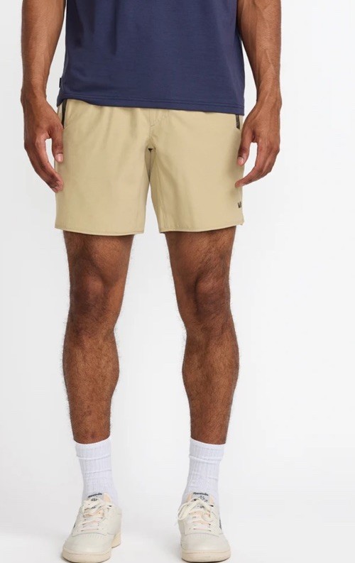 $60 RVCA Men’s Yogger Stretch 17 Shorts 8″ – Khaki Beige – XLarge -New Tag