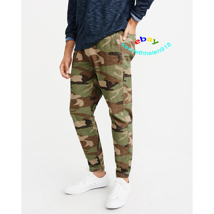 ABERCROMBIE & FITCH JOGGER PANTS OLIVE GREEN CAMO MENS SIZE M,L