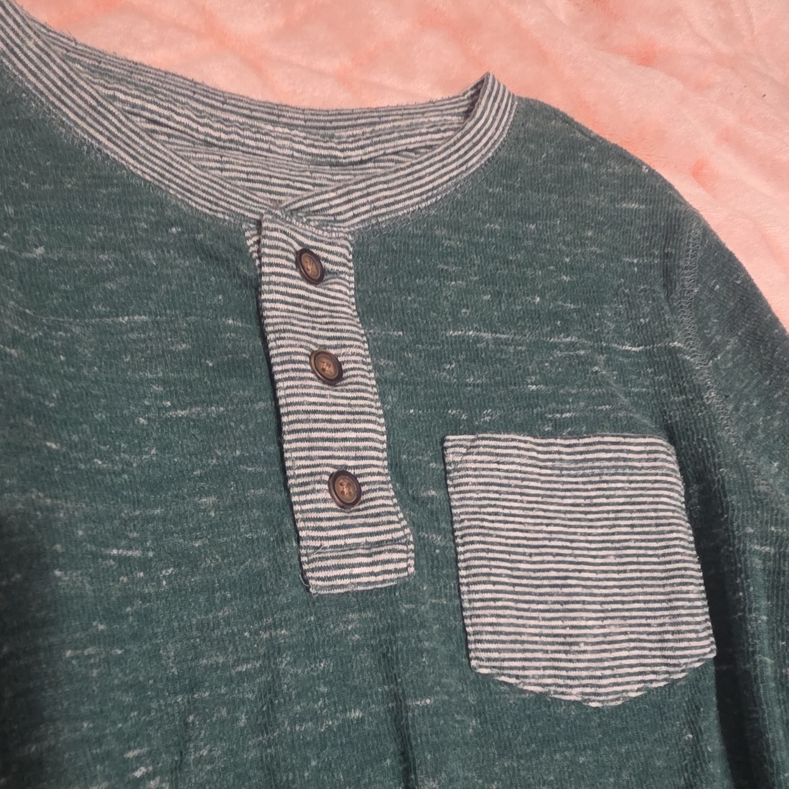 Cat & Jack Boys 2-Pack Long Sleeve Henley Pocket T-Shirt Gray/Green M 8/10